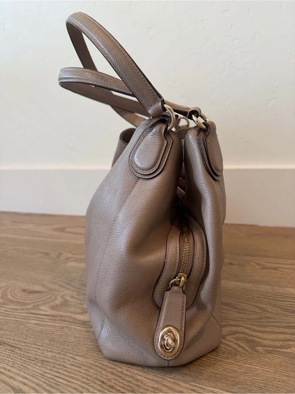 Coach Pebbled Leather Edie 31 Shoulder Tote in Taupe - Picture 3 of 7